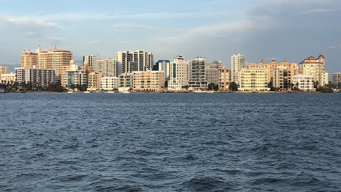 Sarasota's bayfront skyline across Sarasota Bay